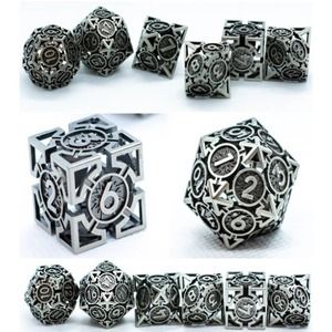 7 Piece Hollow Metal Dice Set Rune Series